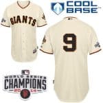 Giants #9 Brandon Belt Cream Cool Base W 2014 World Series Champions Patch Stitched Jersey