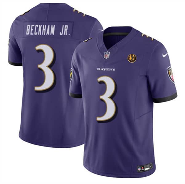 Baltimore Ravens #3 Odell Beckham Jr. Purple 2023 F.U.S.E. With John Madden Patch Vapor Limited Jersey
