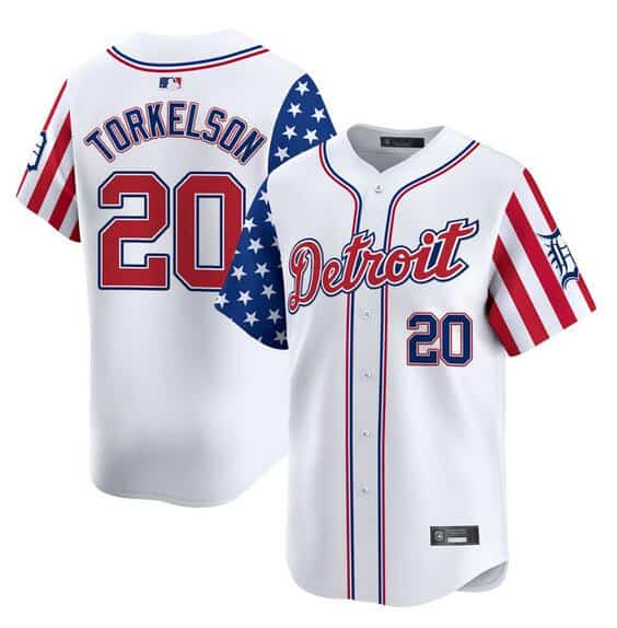 Detroit Tigers #20 Spencer Torkelson White 2025 Independence Day Vapor Premier Limited Stitched Jersey