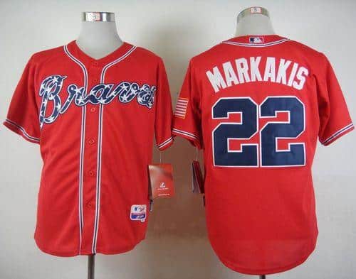 Braves #22 Nick Markakis Red Cool Base Stitched Jersey