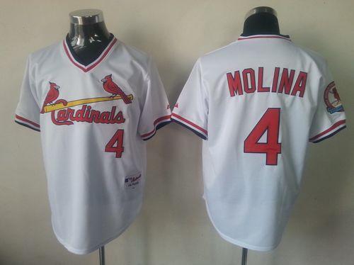 Cardinals #4 Yadier Molina White 1982 Turn Back The Clock Stitched Jersey