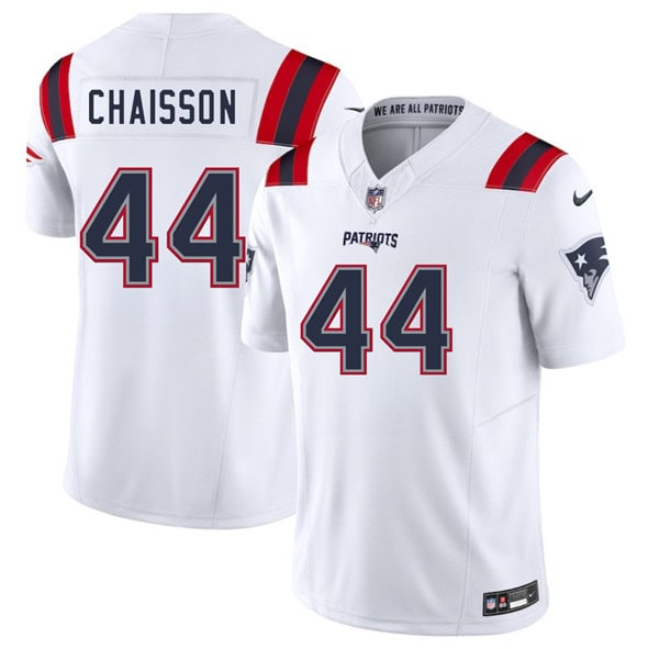 New England Patriots #44 K'Lavon Chaisson White 2025 F.U.S.E. Vapor Limited Stitched Jersey