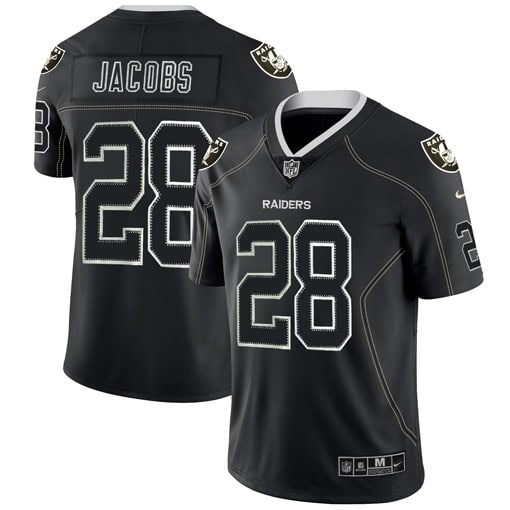 Raiders #28 Josh Jacobs Black Lights Out Color Rush Limited Stitched Jersey