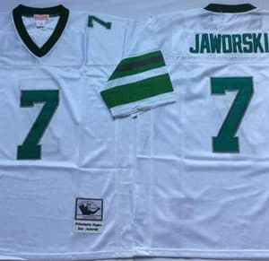 Mitchell And Ness Eagles #7 Ron Jaworski White Throwback Stitched Jersey