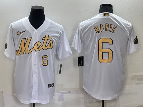 New York Mets #6 Starling Marte 2022 All-Star White Cool Base Stitched Baseball Jersey