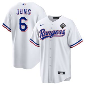 Texas Rangers #6 Josh Jung White 2023 World Series Stitched Jersey