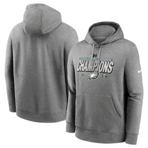 Philadelphia Eagles Heather Gray 2024 NFC Champions Locker Room Trophy Pullover Hoodie