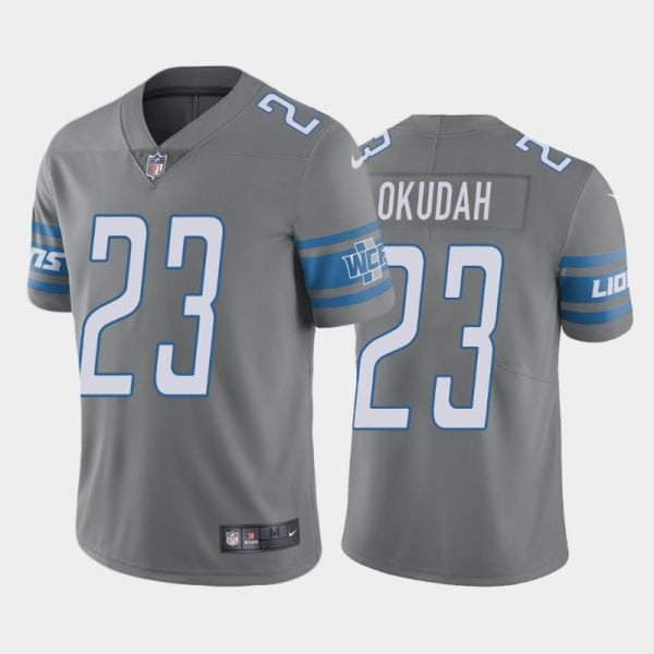 Detroit Lions #23 Jeff Okudah Grey Vapor Untouchable Limited Stitched Jersey