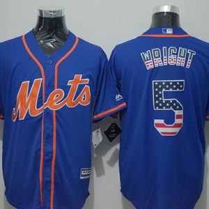 Mets #5 David Wright Blue USA Flag Fashion Stitched Jersey