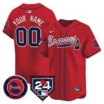 Atlanta Braves Customized Red 2024 Spring Training Patch Limited Stitched Jersey