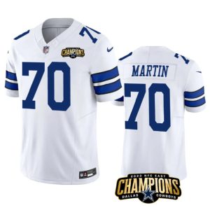 Dallas Cowboys #70 Zack Martin White 2023 F.U.S.E. NFC East Champions Patch Stitched Jersey