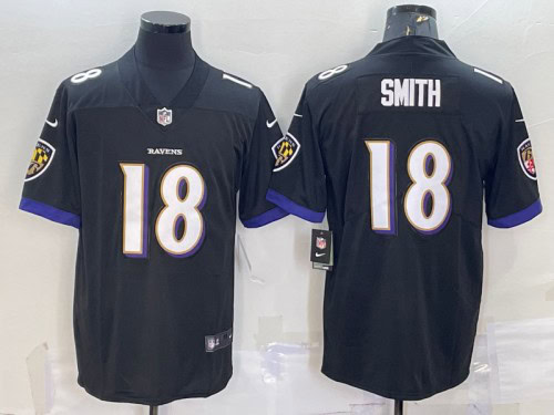 Baltimore Ravens #18 Roquan Smith Black Vapor Untouchable Limited Stitched Jersey