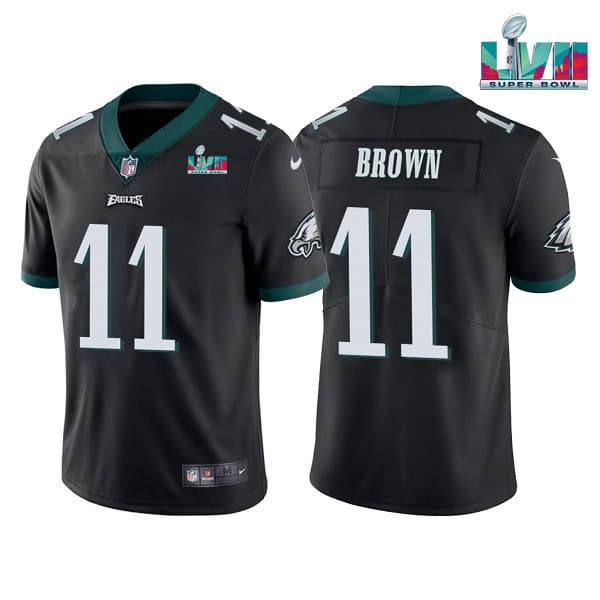 Philadelphia Eagles #11 A.J. Brown Black Super Bowl LVII Patch Vapor Untouchable Limited Stitched Jersey