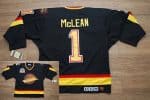 Canucks #1 Kirk Mclean Stitched Black CCM Throwback Vintage Jersey