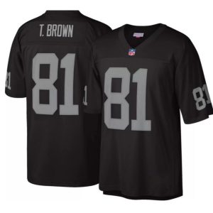 Mitchell And Ness Raiders #81 Tim Brown Stitched Black Football Jersey