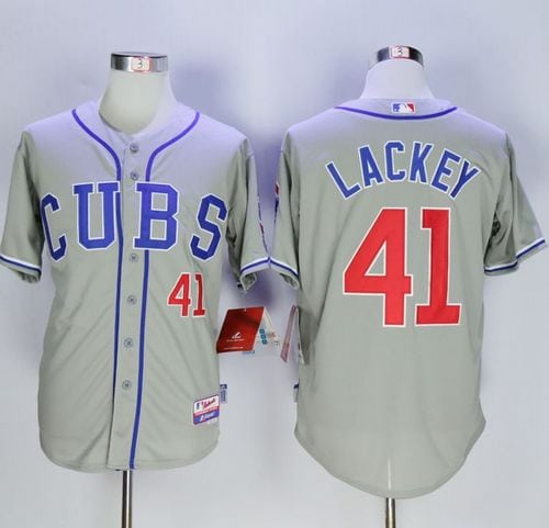 Cubs #41 John Lackey Grey Alternate Road Cool Base Stitched Jersey