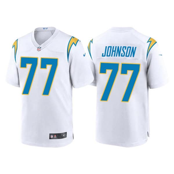 Los Angeles Chargers #77 Zion Johnson White Limited Stitched Jersey