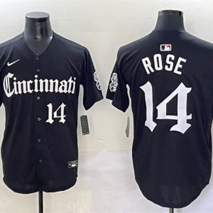 Cincinnati Reds #14 Pete Rose Black 'Gothic Queen City Edition' Vapor Premier Limited Stitched Jersey