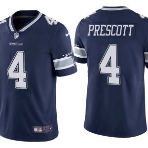 Dallas Cowboys #4 Dak Prescott Navy Blue Team Color Stitched Vapor Untouchable Limited Nike Jersey