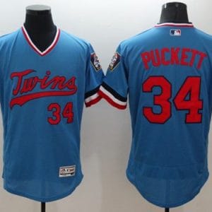 Twins #34 Kirby Puckett Light Blue Flexbase Authentic Collection Cooperstown Stitched Jersey