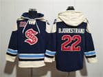 Seattle Kraken #22 Oliver Bjorkstrand Deep Sea Blue Lace-Up Pullover Hoodie