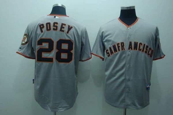 Giants #28 Buster Posey Stitched Grey Jersey