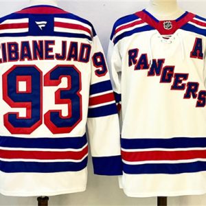 New York Rangers #93 Mika Zibanejad White With A Patch 2024-25 Away Stitched Jersey