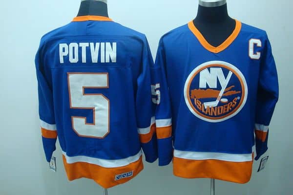 Islanders #5 Denis Potvin Stitched Baby Blue CCM Throwback Jersey