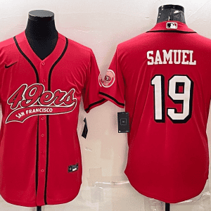 San Francisco 49ers #19 Deebo Samuel New Red With Patch Cool Base Stitched Baseball Jersey
