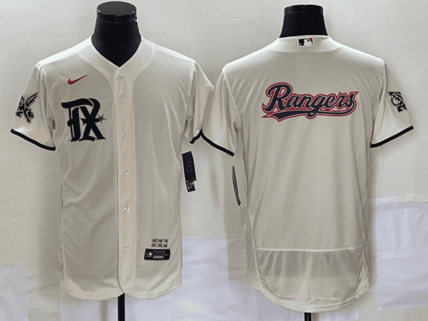 Texas Rangers Cream Team Big Logo 2023 City Connect Flex Base Stitched Jersey