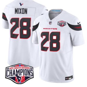 Houston Texans #28 Joe Mixon White F.U.S.E. 2024 AFC South Division Champions Vapor Limited Stitched Jersey
