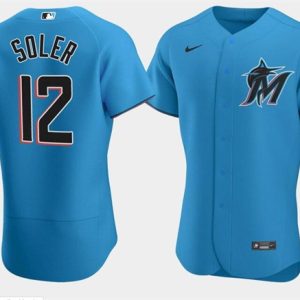 Miami Marlins #12 Jorge Soler Blue Flex Base Stitched Jersey