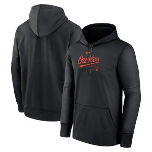 Baltimore Orioles Black Collection Practice Performance Pullover Hoodie