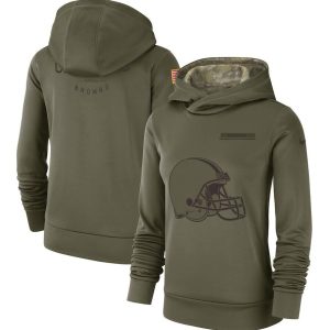 Cleveland Browns Olive Salute To Service Team Logo Performance Pullover NFL Hoodie