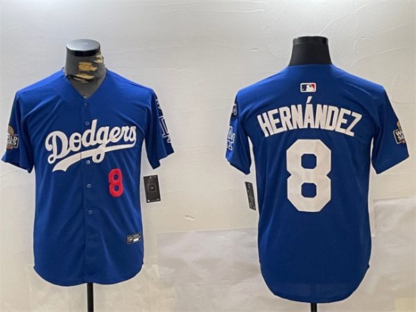 Los Angeles Dodgers #8 Enrique Hernandez Royal 2024 World Series With Fernando Memorial Patch Alternate Limited Stitched Jersey
