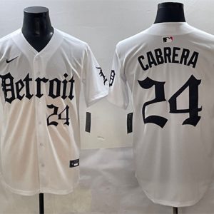 Detroit Tigers #24 Miguel Cabrera White 'Motor Gothic Edition' Vapor Premier Limited Stitched Jersey