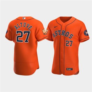 Houston Astros #27 Jose Altuve Orange 60th Anniversary Flex Base Stitched Baseball Jersey