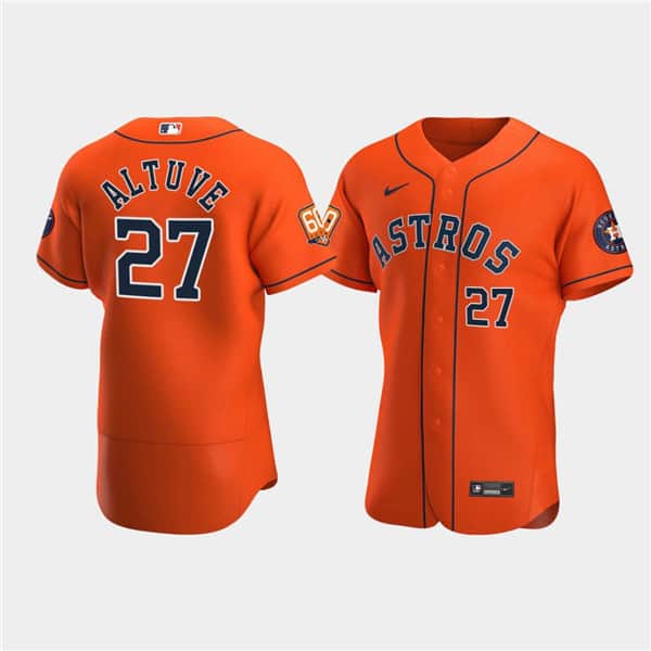Houston Astros #27 Jose Altuve Orange 60th Anniversary Flex Base Stitched Baseball Jersey