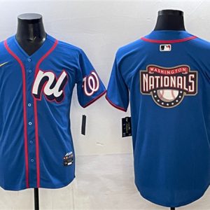 National League Washington Nationals Team Big Logo Blue 2025 All-Star Edition Limited Stitched Jersey