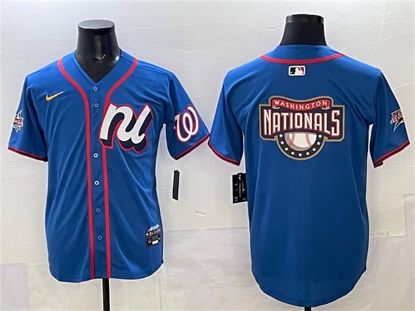 National League Washington Nationals Team Big Logo Blue 2025 All-Star Edition Limited Stitched Jersey