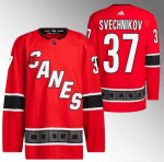 Carolina Hurricanes #37 Andrei Svechnikov 2022 23 Reverse Retro Red Stitched Jersey