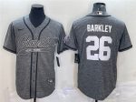 New York Giants #26 Saquon Barkley Gray With Patch Cool Base Stitched Jersey