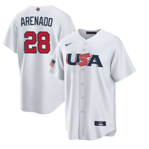 USA #28 Nolan Arenado 2023 White World Classic Stitched Jersey
