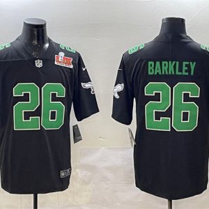 Philadelphia Eagles #26 Saquon Barkley Black 2025 Super Bowl LIX Patch Throwback Vapor Untouchable Limited Stitched Jersey