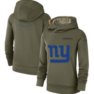 New York Giants Olive Salute To Service Team Logo Performance Pullover NFL Hoodie