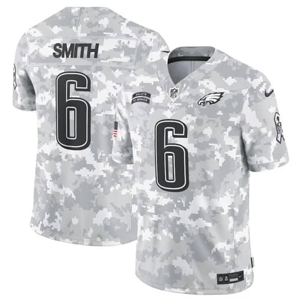 Philadelphia Eagles #6 DeVonta Smith Arctic Camo 2024 F.U.S.E. Salute To Service Limited Stitched Jersey