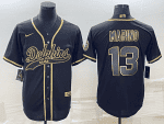 Miami Dolphins #13 Dan Marino Black Gold With Patch Cool Base Stitched Baseball Jersey