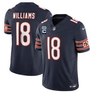Chicago Bears #18 Caleb Williams Navy 2024 F.U.S.E. With Draft Patch And 1-Star C Patch Vapor Stitched Jersey