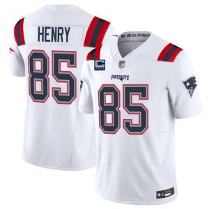 New England Patriots #85 Hunter Henry White 2025 F.U.S.E. With 4-Star C Patch Vapor Limited Stitched Jersey