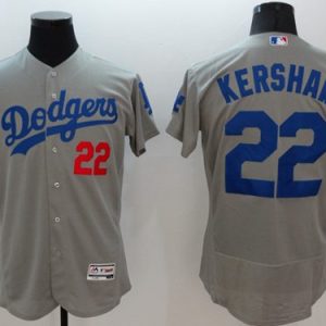 Dodgers #22 Clayton Kershaw Grey Flexbase Authentic Collection Stitched Jersey